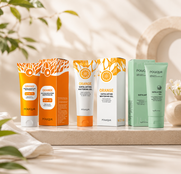 Gamme Peeling Exfoliant Pouqur – Visage & Corps (Teint Net & Hydratation Maximale)